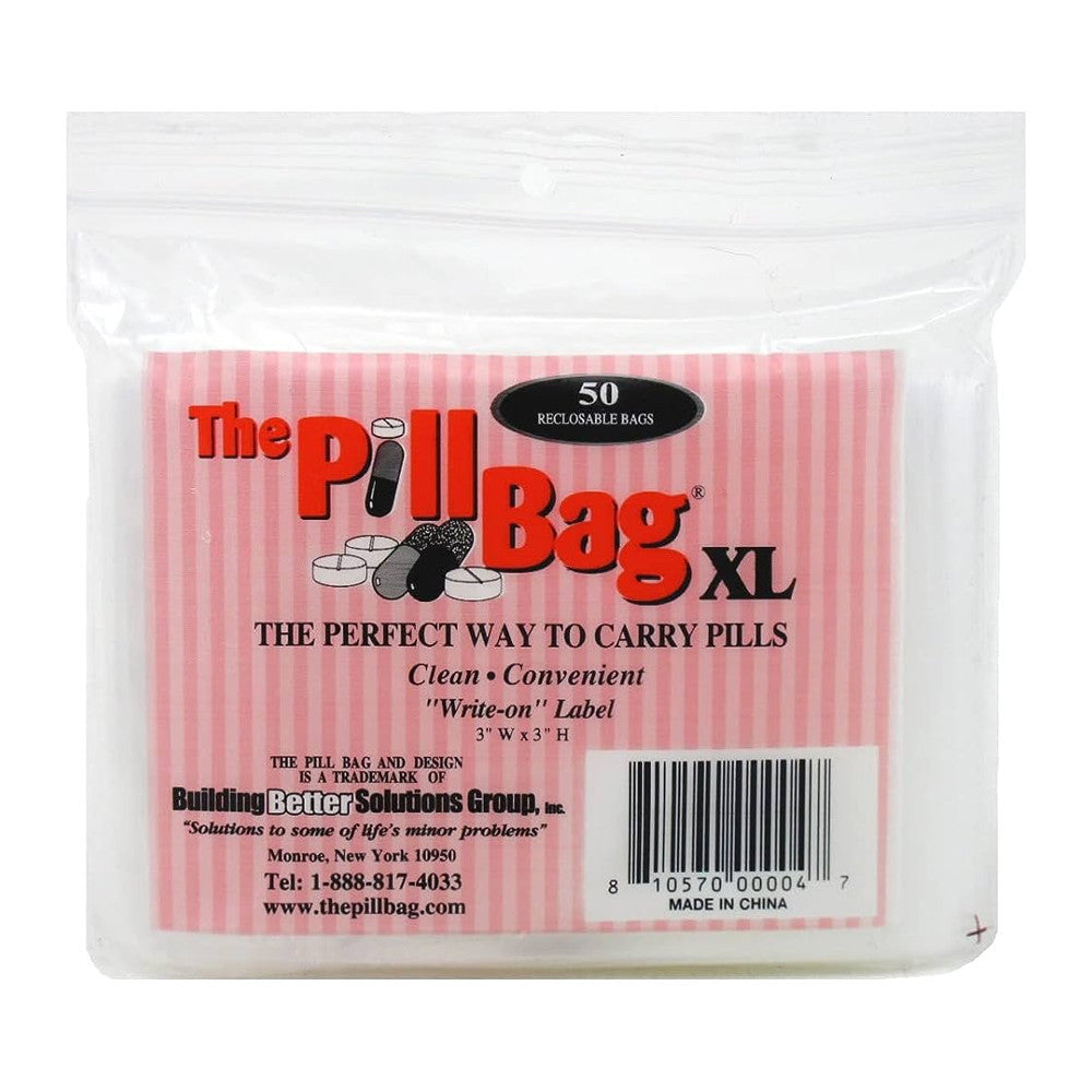 The Pill Bag XL Resealable Zipper Poly Bags, 3 By 3 Inch, 3 mil, 50 Ct